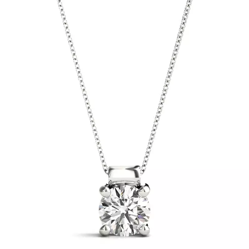 14K White Gold Rolled Bail Lab Diamond Solitaire Pendant (1/2 ct. tw.)
